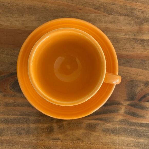 Fiesta Fiestaware Homer Laughlin China Orange Persimmon Teacup & Saucer - Picture 3 of 9